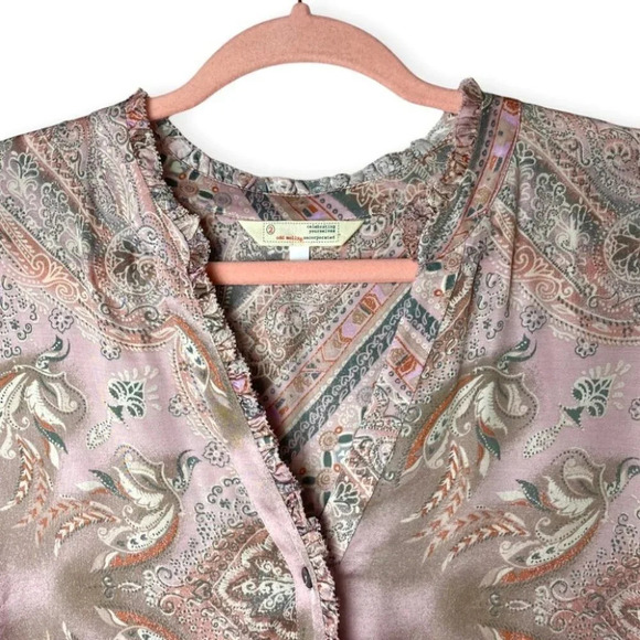Odd Molly Button Up Pink & Grey Paisley  Blouse - Picture 3 of 11